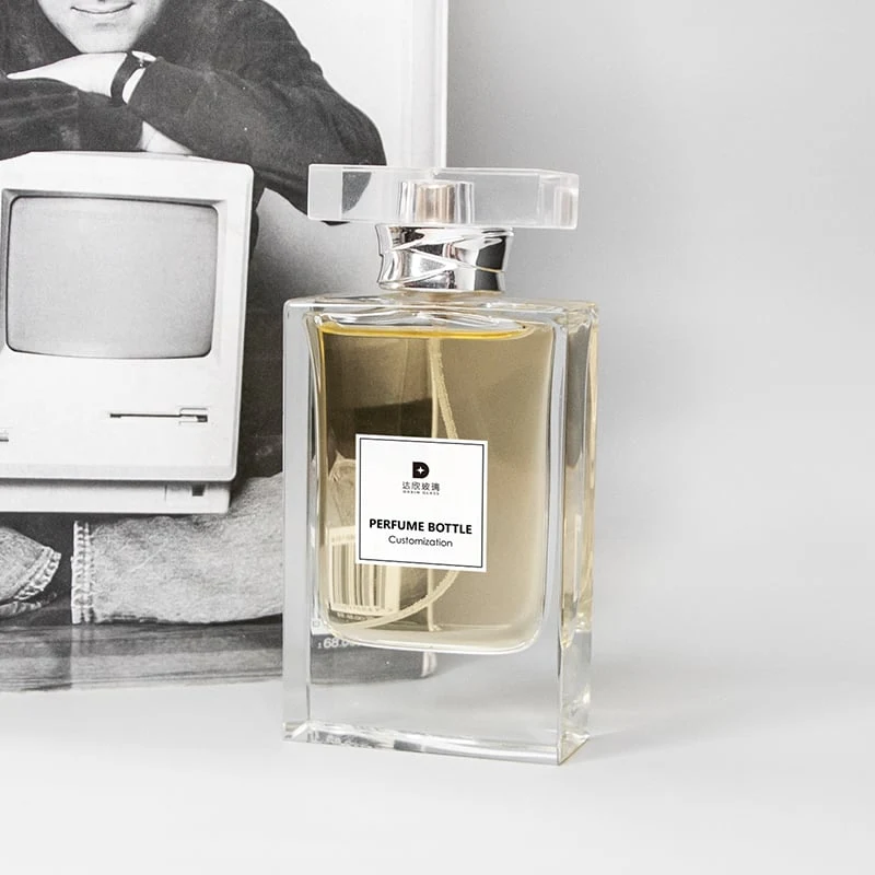 elegant rectangle shape empty glass perfume bottle 5