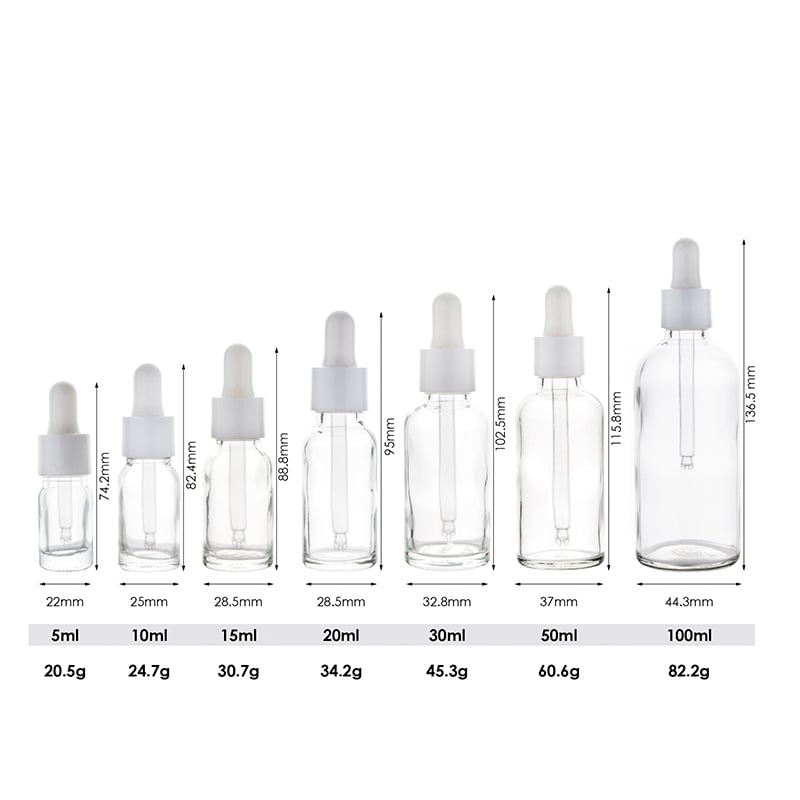 measurements of a glass bottle packaging with custom closure for cosmetics 03