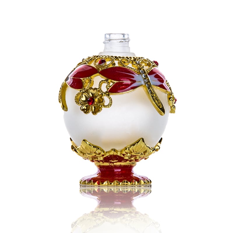 an open decorative glass bottle packaging with stylish dropper 02