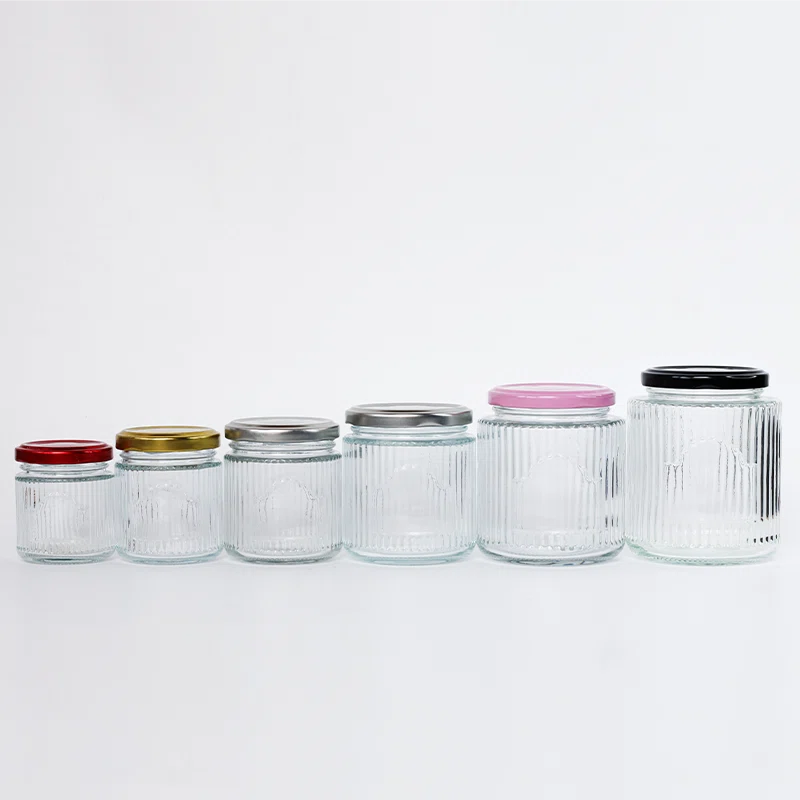 six empty circular glass jar storage with customized body 02