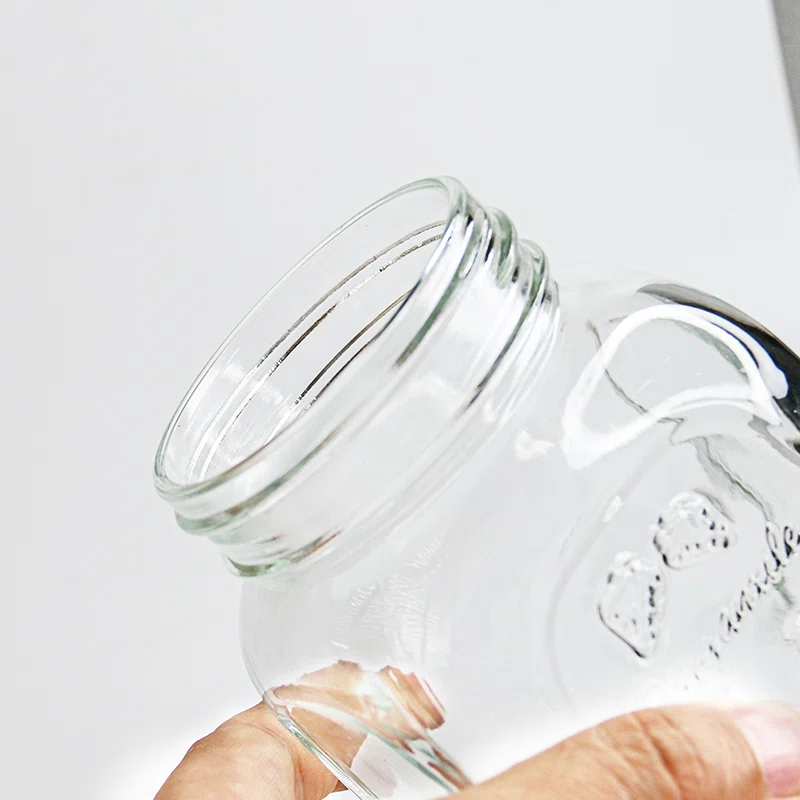 an open decorative glass jar for food products 01