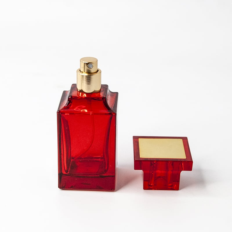 perfume in red square bottles