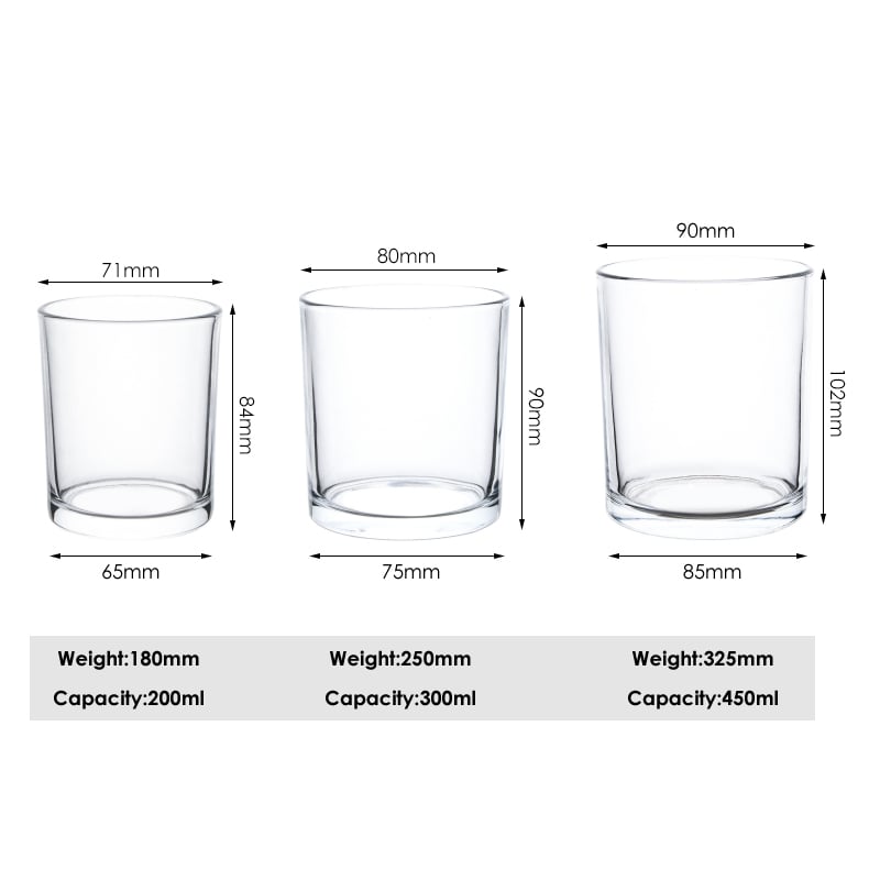 measurements of three glass jar for candle products 01