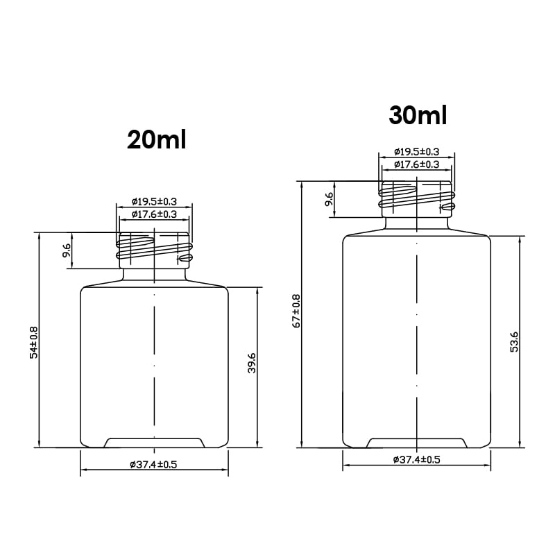 measurements of two customized glass jar packaging 01