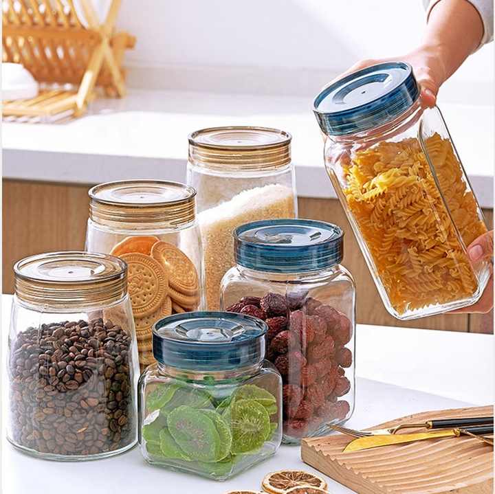 Different Size Glass Spice Storage Jar Containers Embossed Glass Jar with Acacia Lid