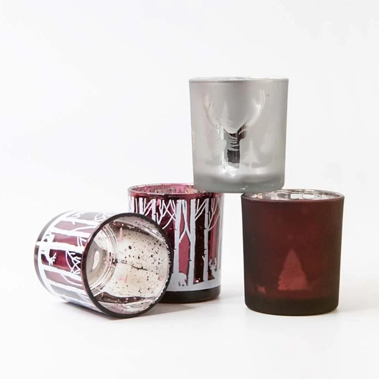 four surface finishing glass jars for candles 01