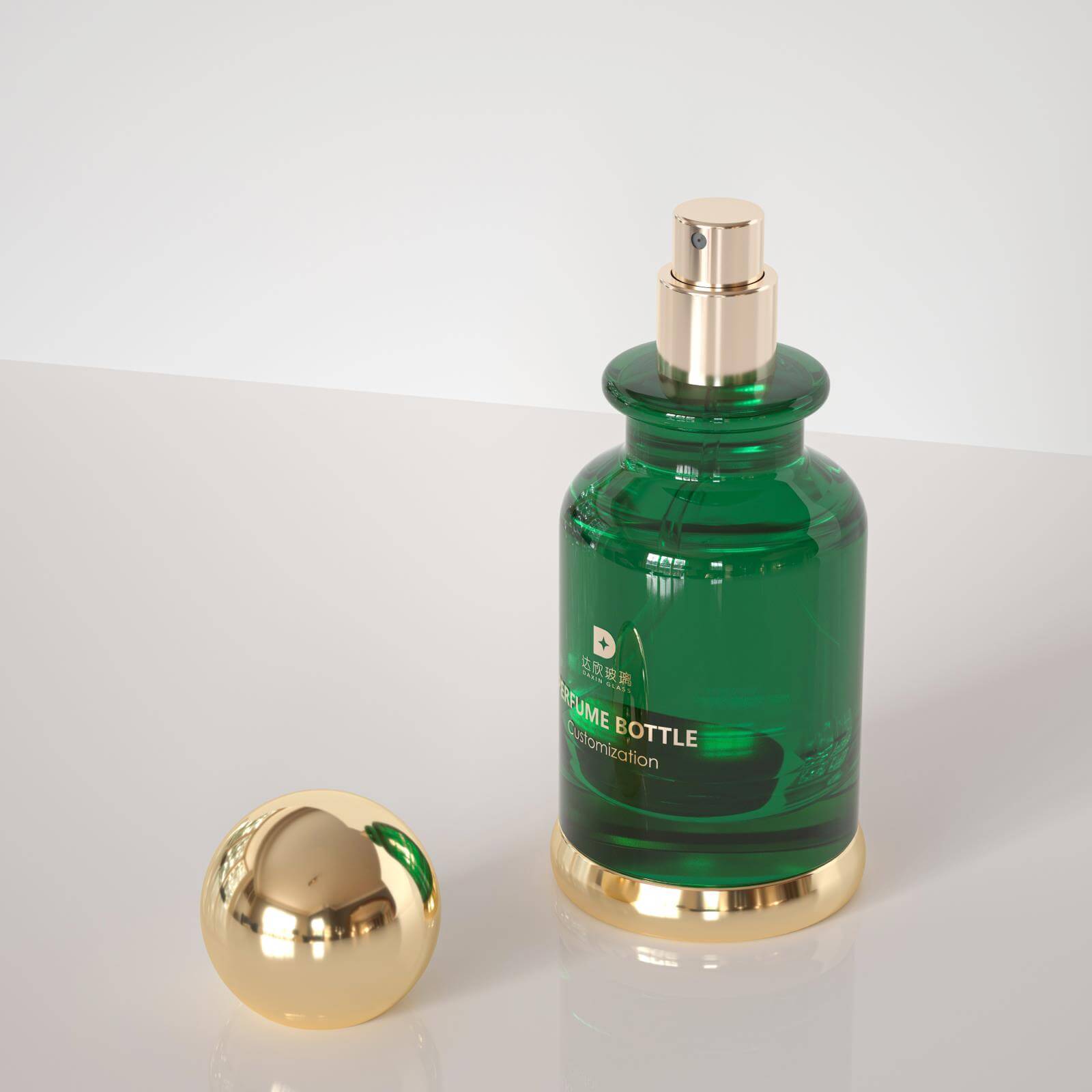 green perfume bottle with spray