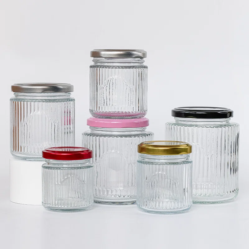 six empty circular glass jar storage with customized body 01
