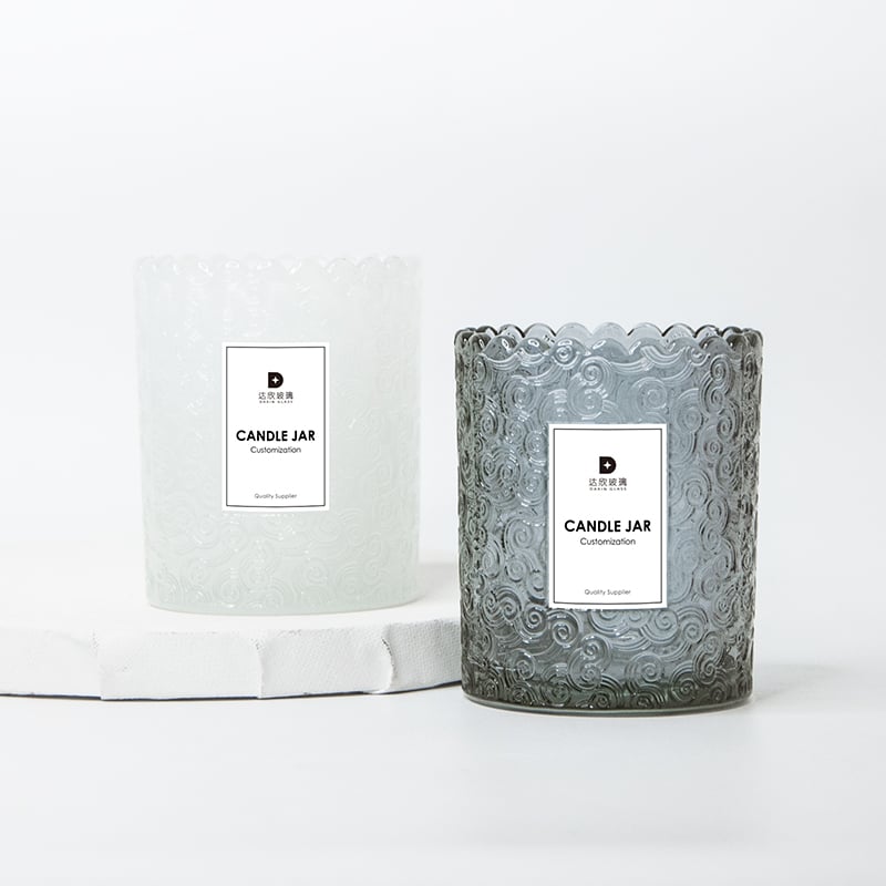 two decorative glass candle jar with custom label 01