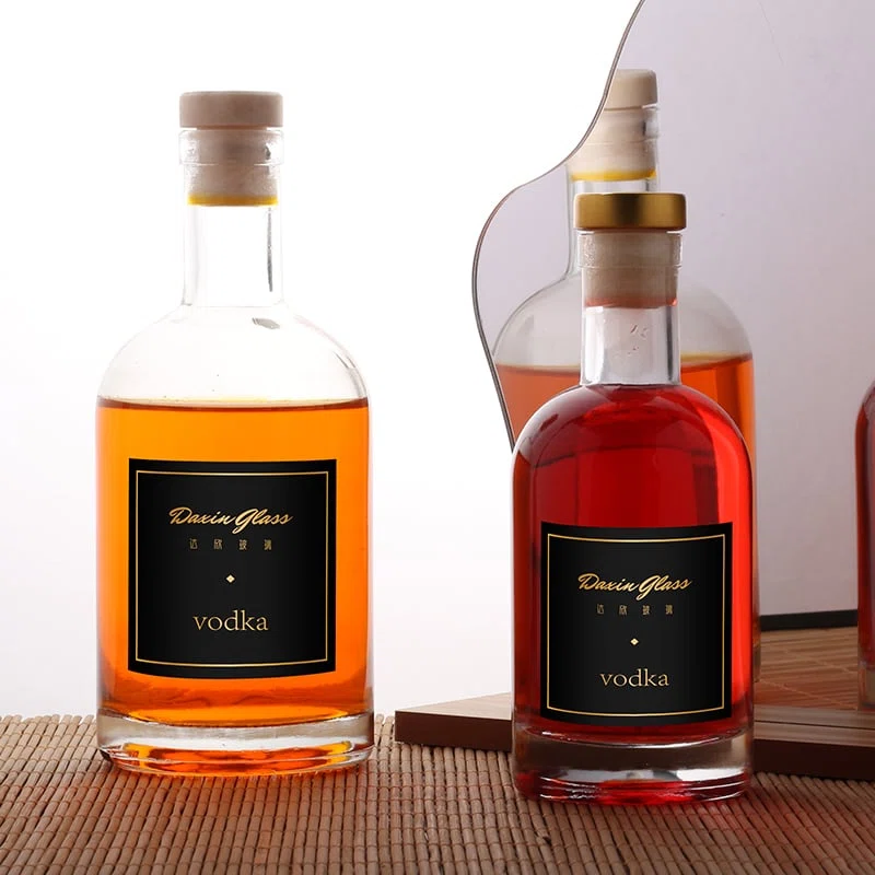 two labeled custom glass bottle packaging for wine 02