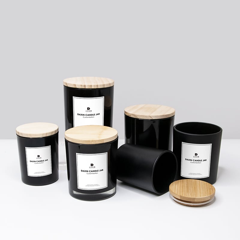 six decorative candle jar with wooden lid 01
