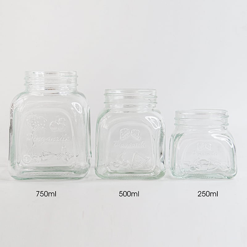 three open decorative glass jar for food products 01