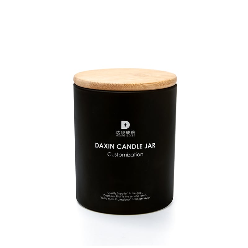 a black Daxin custom candle jar with custom logo 02