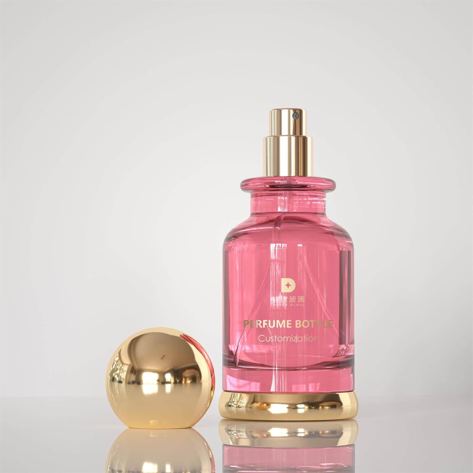 clear pink perfume bottle