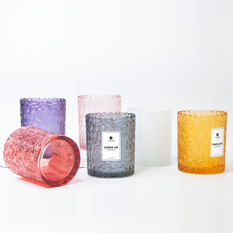 six decorative glass candle jar with custom label 02