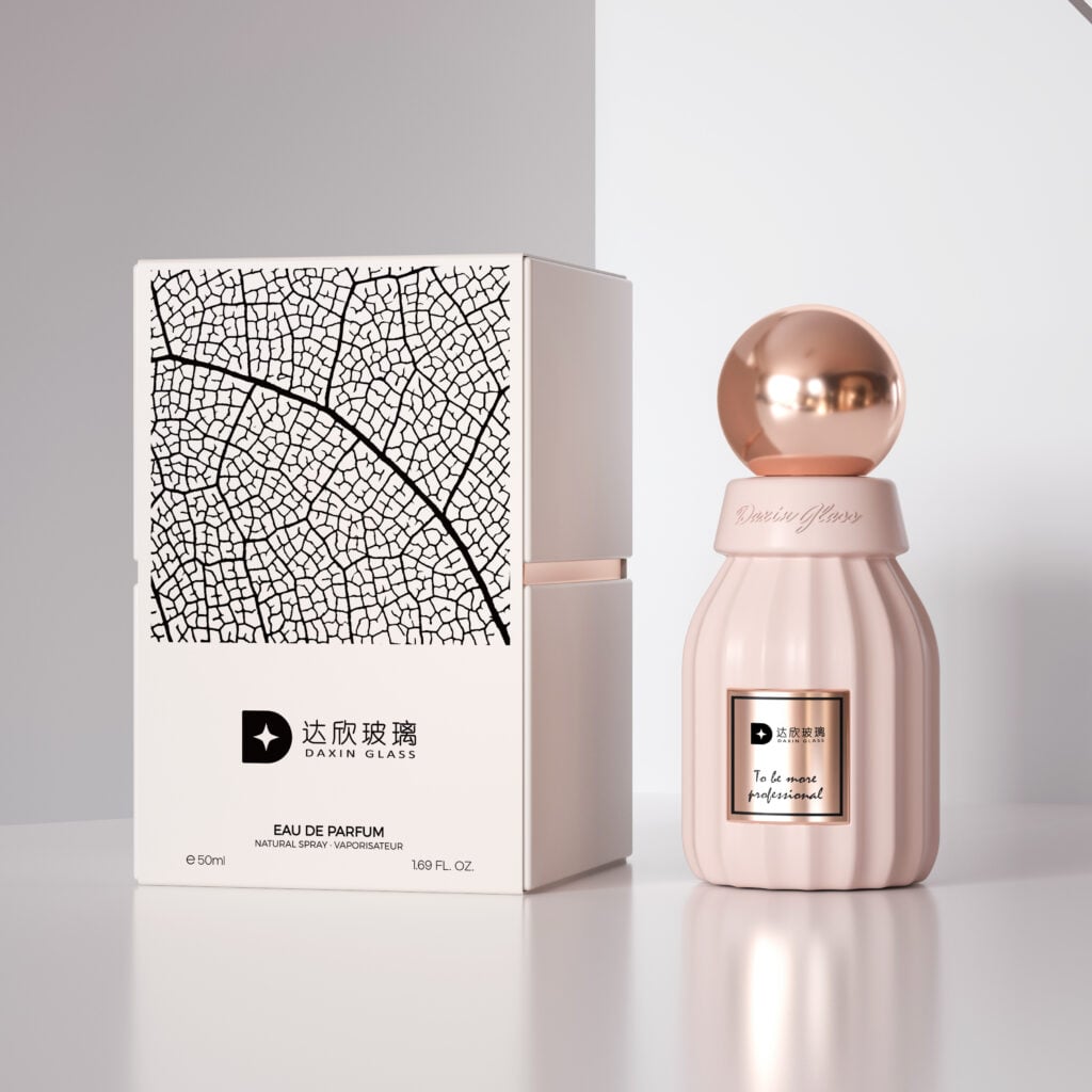 round glass perfume bottle with box