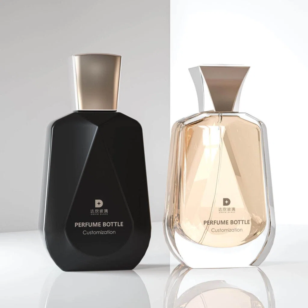 clear and black perfume bottle