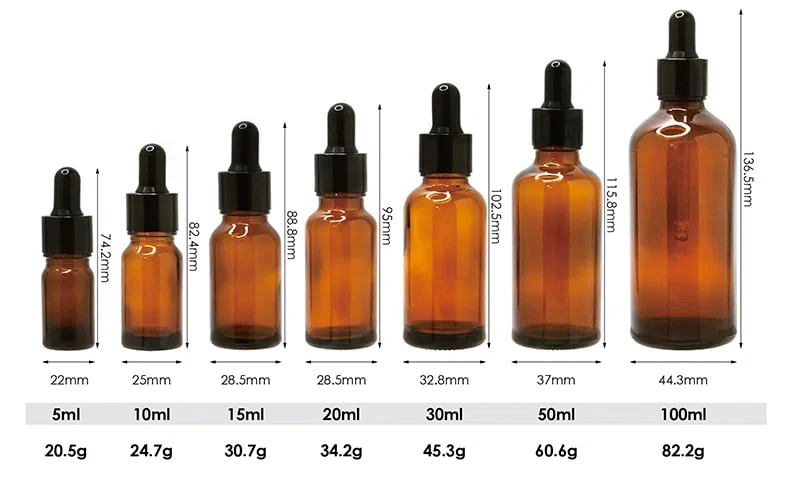 measurements of an opaque glass bottle packaging with custom closure for cosmetics 01