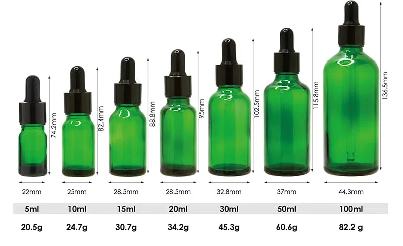 measurements of a clear glass bottle packaging with custom closure for cosmetics 01