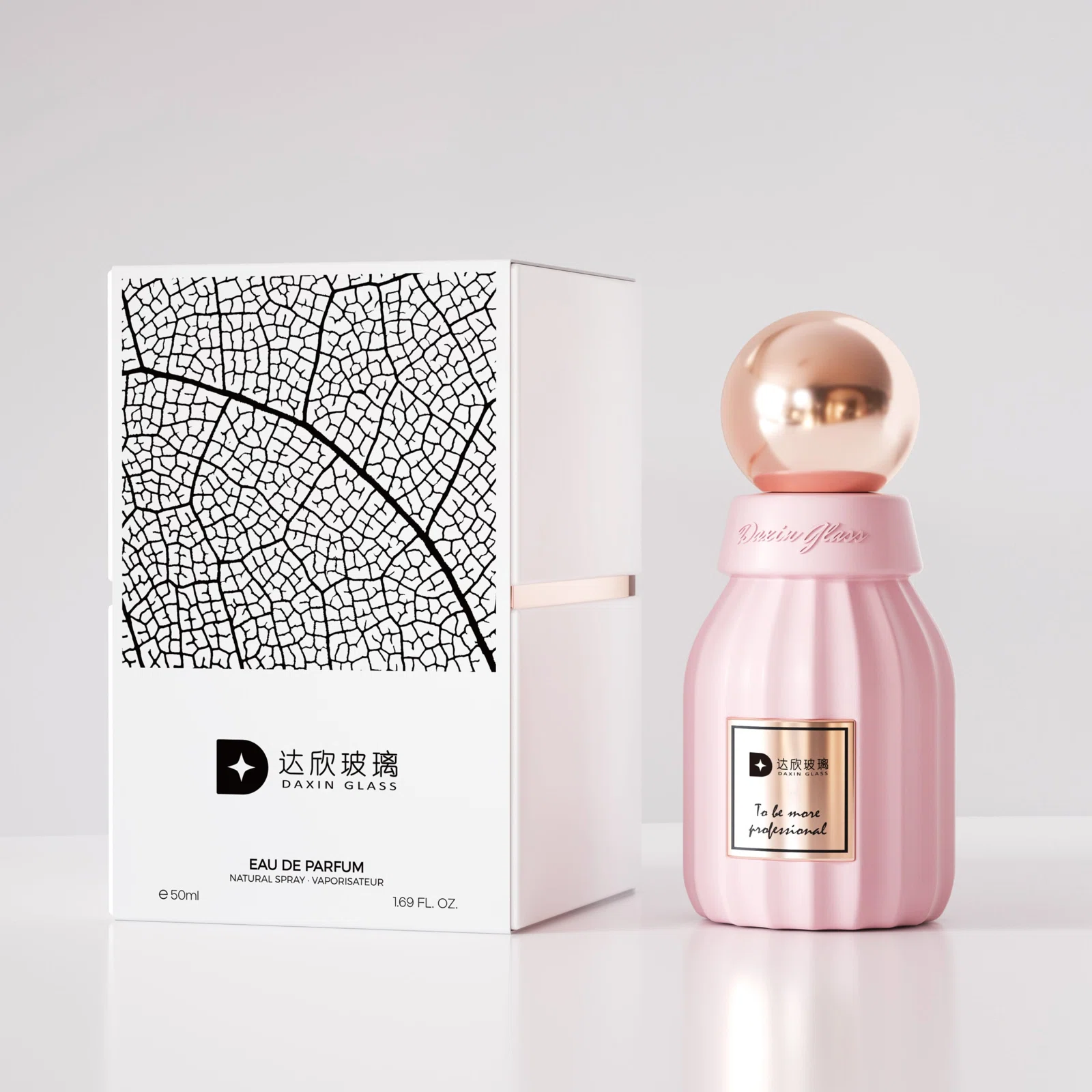 pink perfume bottle with box